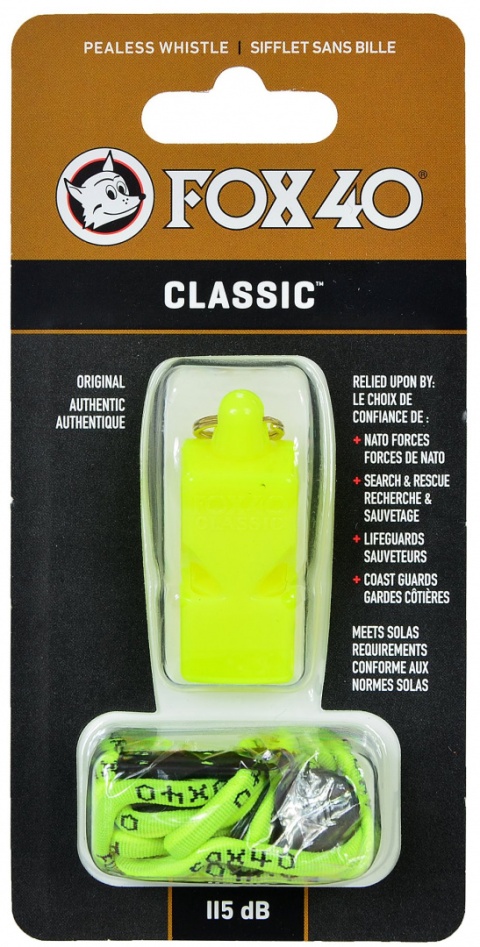 Gwizdek Sędziowski FOX 40 CLASSIC SAFETY Neon ze Sznurkiem 9903-1308