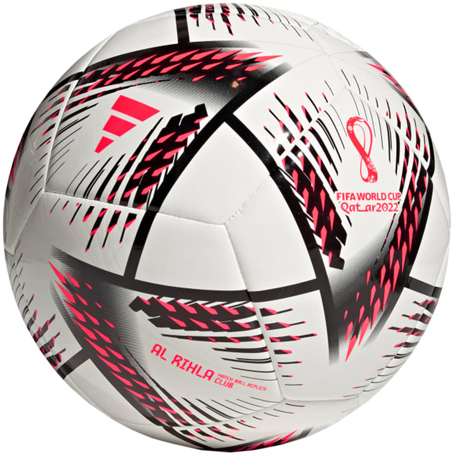 Piłka Nożna Adidas Al Rihla Club Ball H57778 biało-czarno-różowa