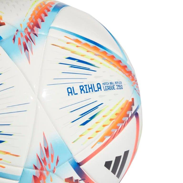 Piłka nożna adidas Al Rihla League Junior J350 biało-pomarańczowo-niebieska H57795