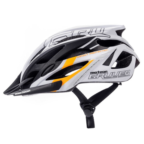 Kask rowerowy Meteor Gruver czarny/biały/pomarańczowy