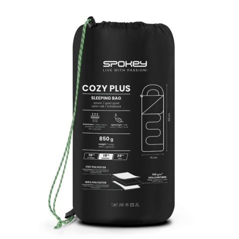Śpiwór wiosenno-letni typu koperta Spokey COZY PLUS 210 x 75 cm czarny