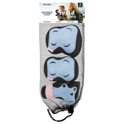 Zestaw ochraniaczy dla dzieci i młodzieży (na kolana, nadgarstki i łokcie) Spokey SHIELD niebiesko-różowy