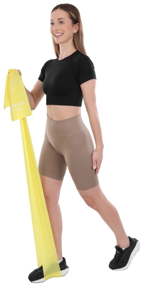 Taśma treningowa guma do ćwiczeń pilates Enero Fit 200x15 cm 0,25 mm 5-8 kg żółta