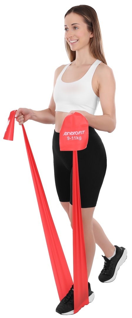 Taśma treningowa guma do ćwiczeń pilates Enero Fit Taśma treningowa do ćwiczeń pilates 200x15 cm 0,30 mm 9-11 kg czerwona