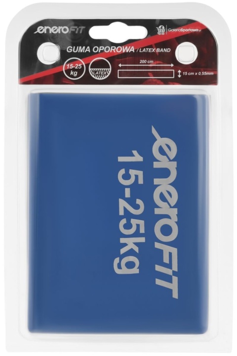 Taśma treningowa guma do ćwiczeń pilates Enero Fit Taśma treningowa do ćwiczeń pilates 200x15 cm 0,30 mm 15-25 kg niebieska